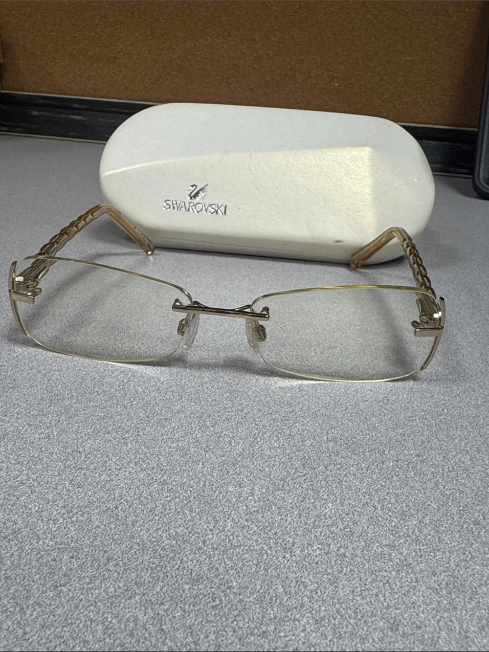 Swarovski Gold Rimless Women's Eyeglasses with Braided Temples